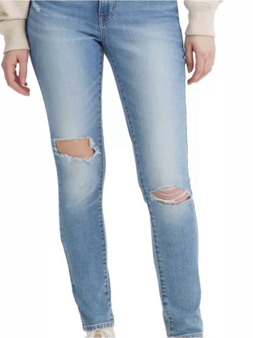 Levi’s 721 High-Rise Skinny Light Blue Distressed Jeans